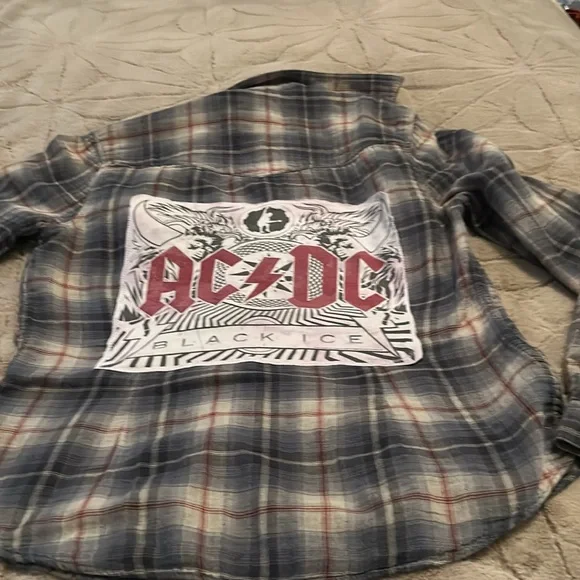 #1129 AC DC Plaid Button-Up Shirt - Picture 11 of 11